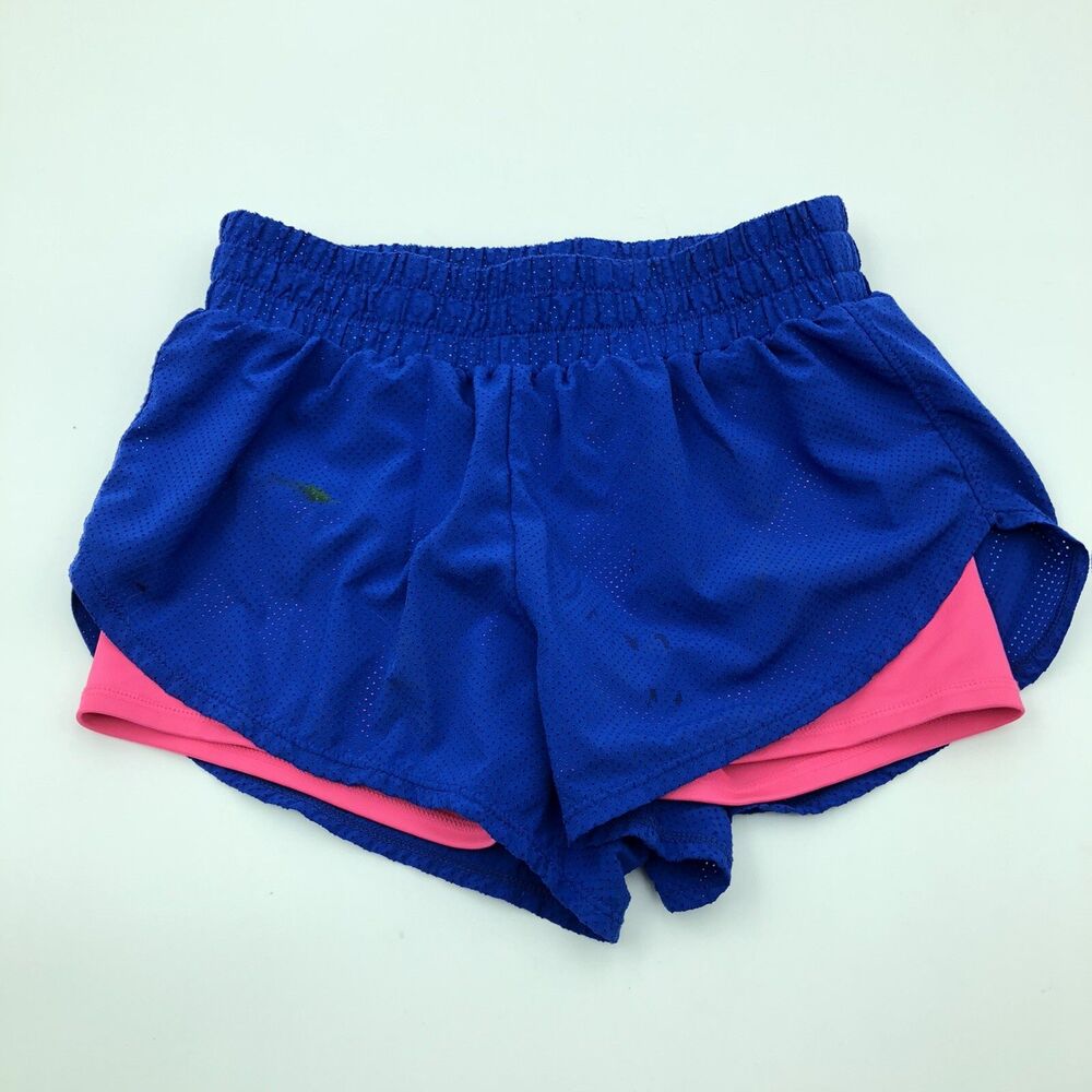 Z by Zella Girls 2 In 1 Blue Pink Athletic Shorts Youth Large 10/12